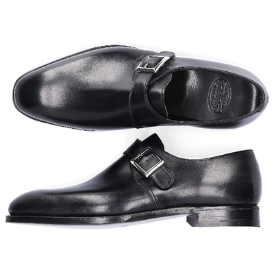 Shop Crockett & Jones Monk Shoes Savile Calfskin Black