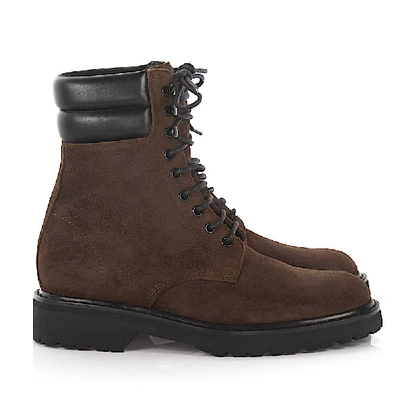 Shop Saint Laurent Lace-up Boots Trekker 25 Suede In Brown