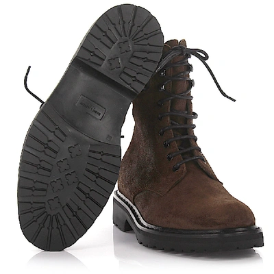 Shop Saint Laurent Lace-up Boots Trekker 25 Suede In Brown
