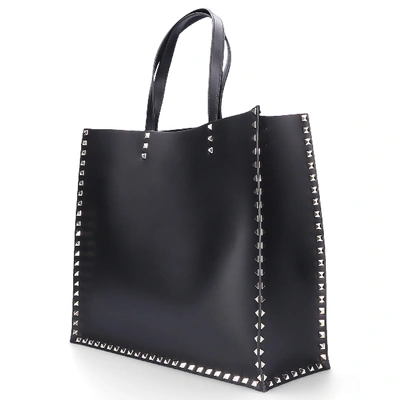 Shop Valentino Garavani Women Handbag Shopper Rockstud Leather Logo Rivets Gold Black