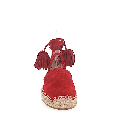 Shop Dsquared2 Espadrilles Sandals Flat Suede Red Roman Lacing In Orange