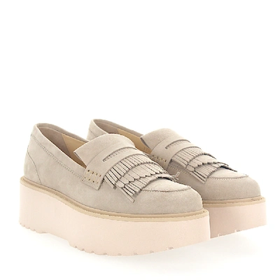 Shop Hogan Loafers In Beige