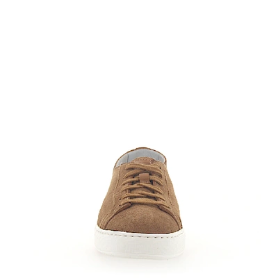Shop Santoni Sneaker 53853 Suede Light Brown In Beige