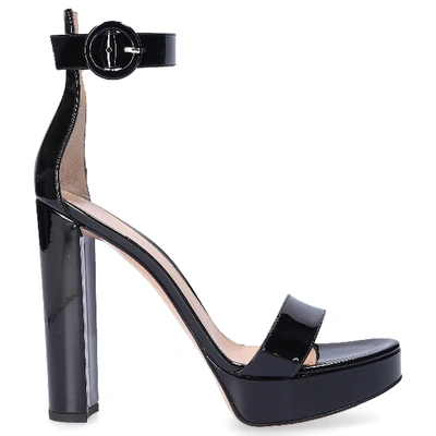 Shop Gianvito Rossi Platform Sandals G61124 Patent Leather Black