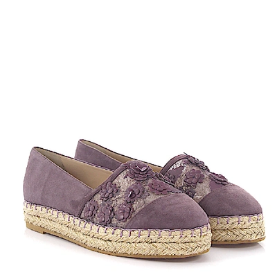 平底凉鞋 花朵图案 淡紫