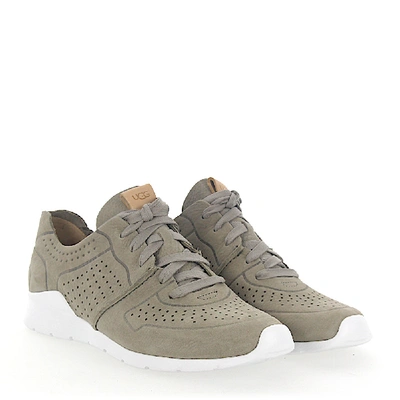 Shop Ugg Sneaker Tye Nubuck Hole Pattern Grey