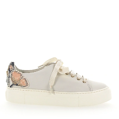 Shop Agl Attilio Giusti Leombruni Sneakers D925090 Plateau Leather White Patch Flowers