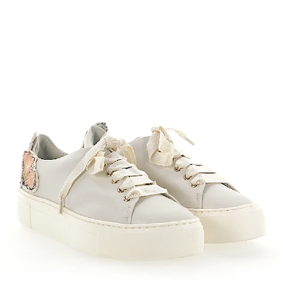 Shop Agl Attilio Giusti Leombruni Sneakers D925090 Plateau Leather White Patch Flowers