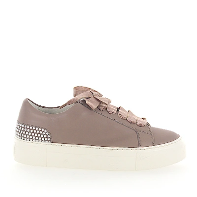 Shop Agl Attilio Giusti Leombruni Sneakers D925012 Plateau Leather Beige Pearls