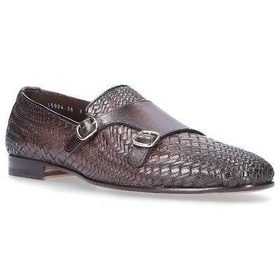 Shop Santoni Monk Shoes 15924 Suede Grey