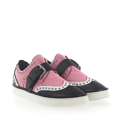 运动鞋 小牛皮 纳帕皮 LOGO 铆钉 黑色 粉色 白色