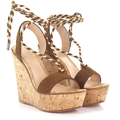 Shop Gianvito Rossi Wedge Sandals Hyeres In Brown