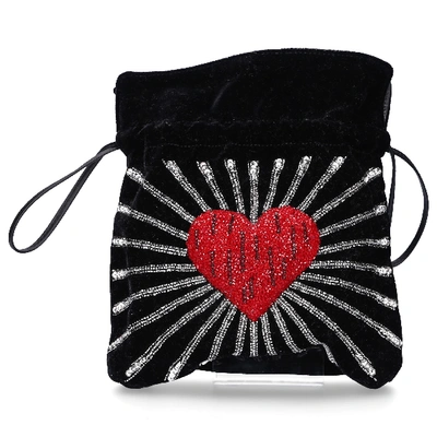 Shop Les Petit Joueurs Women Handbag Trilly Velvet Sequins Black