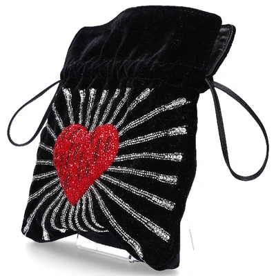 Shop Les Petit Joueurs Women Handbag Trilly Velvet Sequins Black