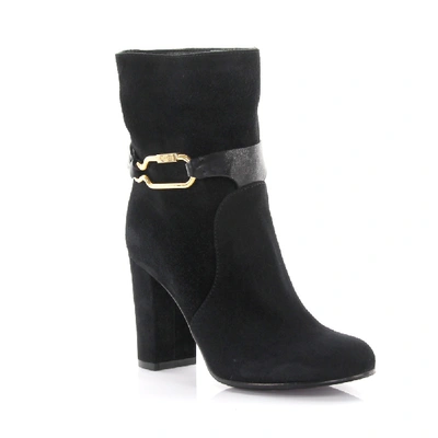 Shop Sergio Rossi Ankle Boots Calfskin Suede Metal Decorations Black