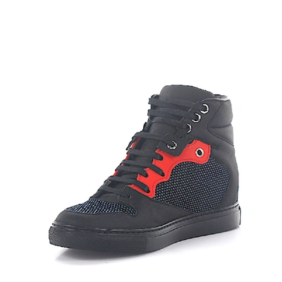 Shop Balenciaga Sneakers Mid Top Leather Black Mesh Blue