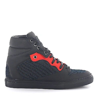 Shop Balenciaga Sneakers Mid Top Leather Black Mesh Blue