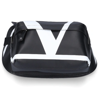 Shop Valentino Vlogo Leather Logo Black
