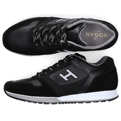 Shop Hogan Low-top Sneakers H321 Calfskin Logo Black