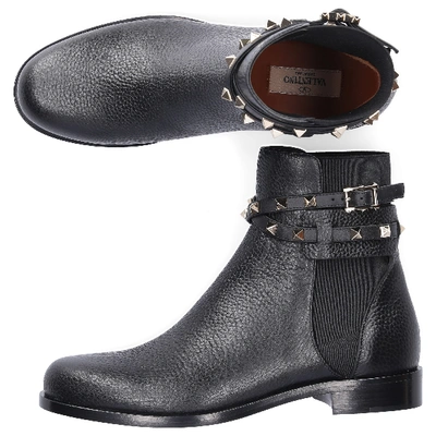 Shop Valentino Ankle Boots Black Beatle Strap