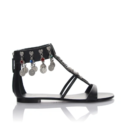 Shop Giuseppe Zanotti Sandals Roll 10 With Ankle Strap Leather Black