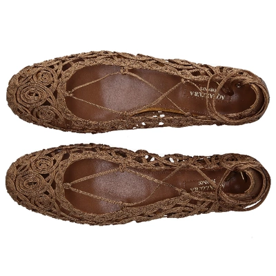 Shop Aquazzura Slingback Ballet Flats Kya In Bronze