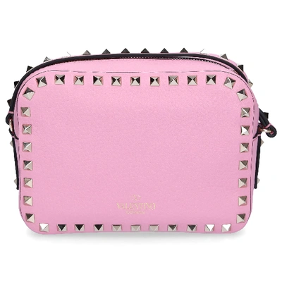Shop Valentino Garavani Women Handbag Crossbody Bag Rockstud Small Leather Rivets Gold Logo Pink