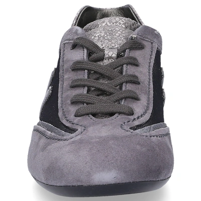 Shop Hogan Low-top Sneakers Fabric Mix Suede Logo Grey Silver