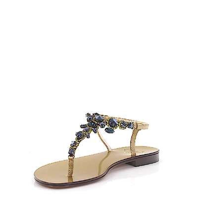 Shop Emanuela Caruso Sandals Strass Gold In Blue