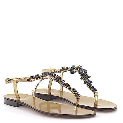 Shop Emanuela Caruso Sandals Strass Gold In Blue