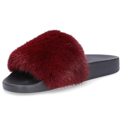 Shop Givenchy Mules Paris Mink Fur Rubber In Red