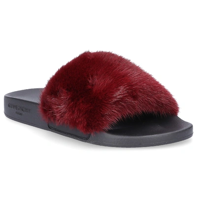 Shop Givenchy Mules Paris Mink Fur Rubber In Red