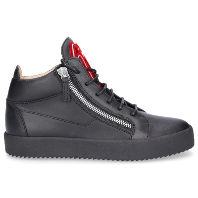 Shop Giuseppe Zanotti High-top Sneakers Kriss Calfskin Logo Black