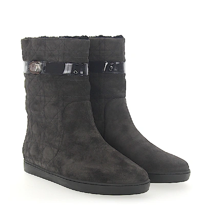 Shop Dior Boots Flat In Grey