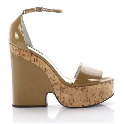 Shop Dolce & Gabbana Platform Sandals In Beige