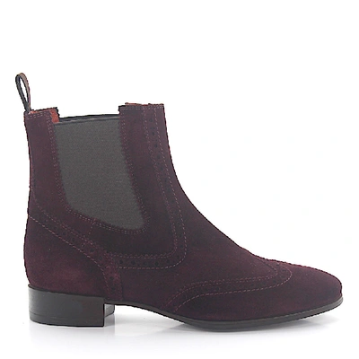 Shop Santoni Chelsea Boots Suede Bordeaux In Red