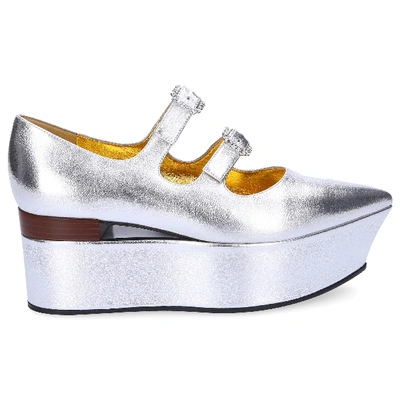 Shop Gucci Wedge Pumps 537158 Nappa Leather Silver
