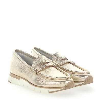 Shop Santoni Slip On Shoes Metallic Gold