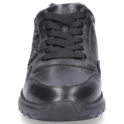 Shop Hogan Sneaker Smooth Leather Suede Glitter Logo Black
