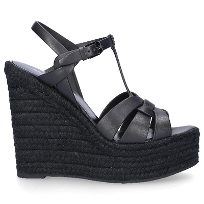 Shop Saint Laurent Wedge Sandals St In Black