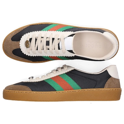 Shop Gucci Leather Sneakers 521681 In Black-combo