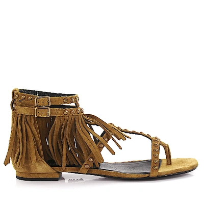 Shop Saint Laurent Strappy Sandals In Beige