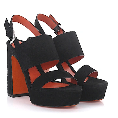 Shop Santoni Platform Sandals In Black