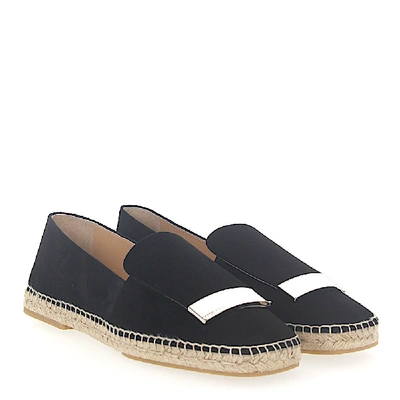 Shop Sergio Rossi Espadrilles A80610 Suede Metal Buckle Black