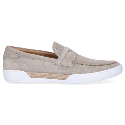 Shop Tod's Moccasins M48b0b Suede In Grey