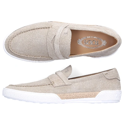 Shop Tod's Moccasins M48b0b Suede In Grey