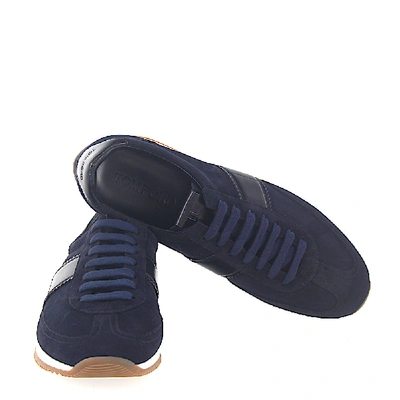 Shop Tom Ford Sneaker Suede Dark Blue
