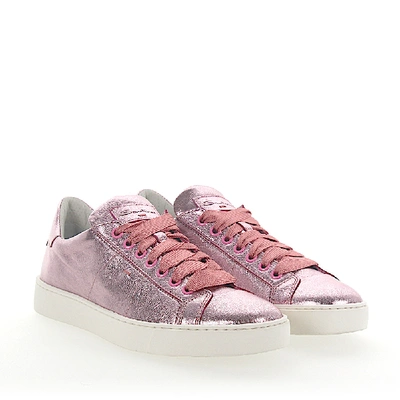 Shop Santoni Low-top Sneakers Logo Metallic Rose In Pink