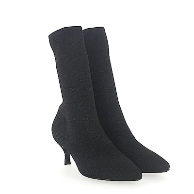 Shop Strategia Ankle Boots Stretch Textile Glitter Black