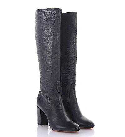 Shop Santoni Boots 56650 Calfskin Embossing Dark Grey